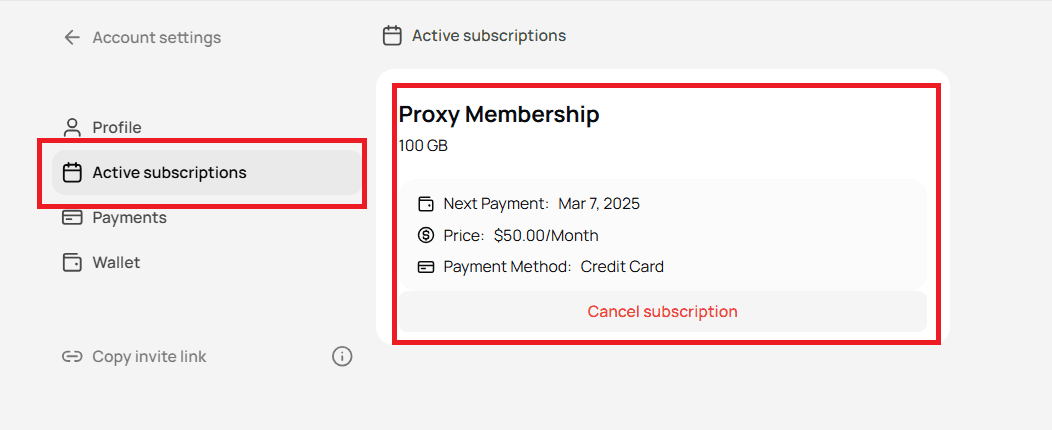 Active Subscriptions
