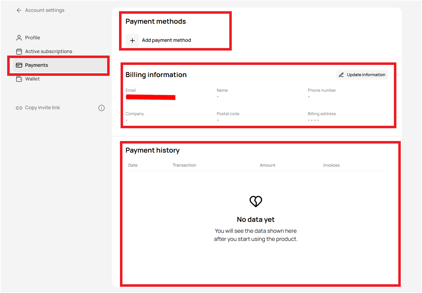 Payments Section