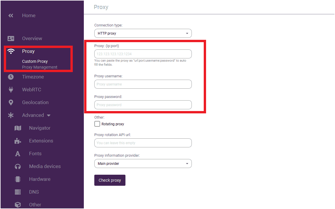 Proxy Detail Fields
