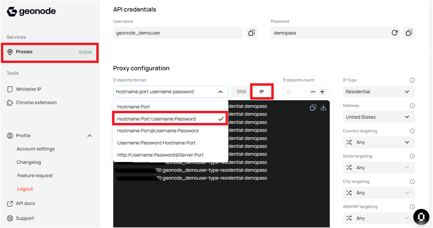 Proxy Format