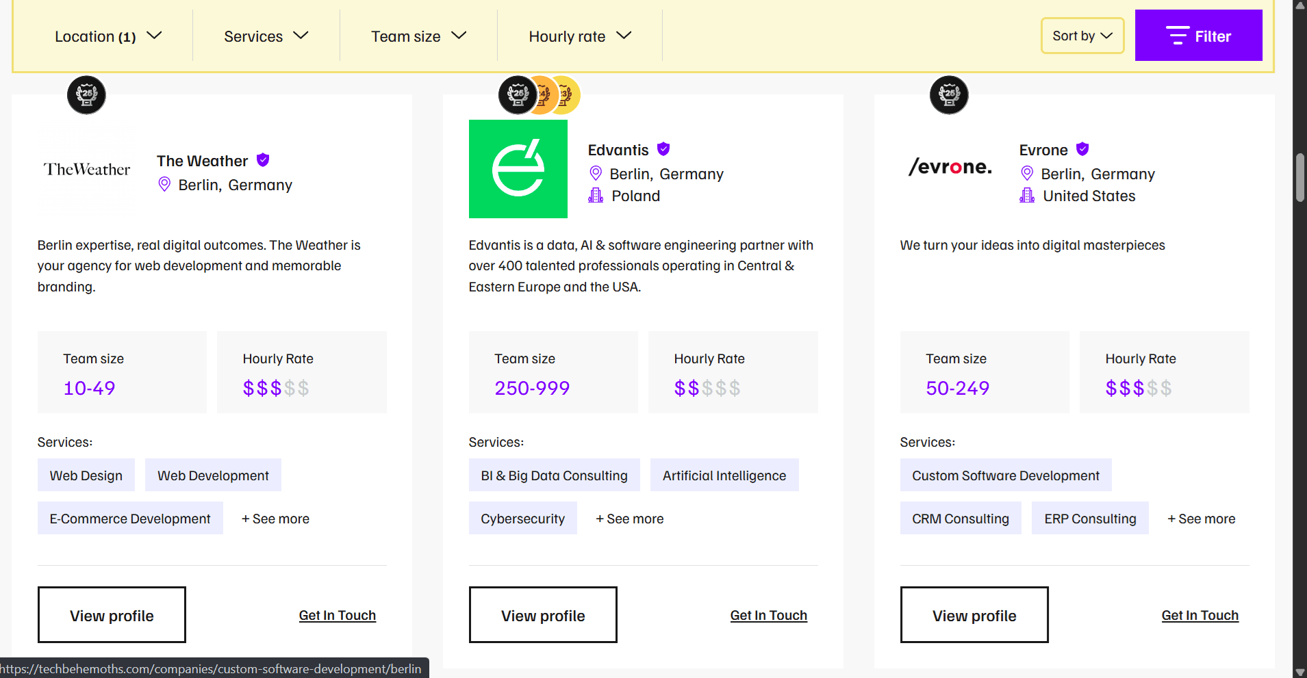 Directory listing page in the browser