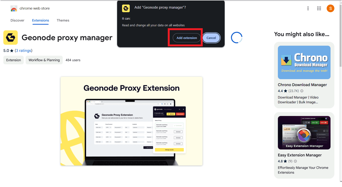 Accept and add the extension