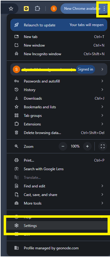Chrome Settings