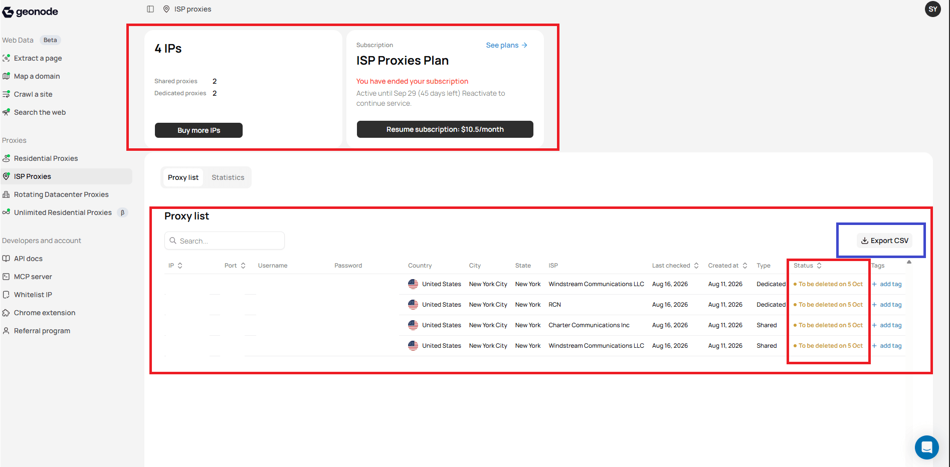 ISP proxy list