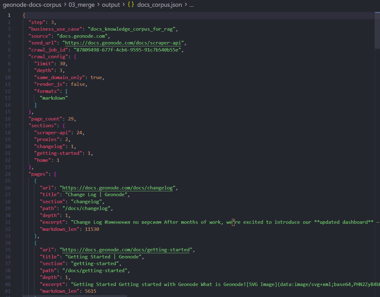 Master docs corpus file