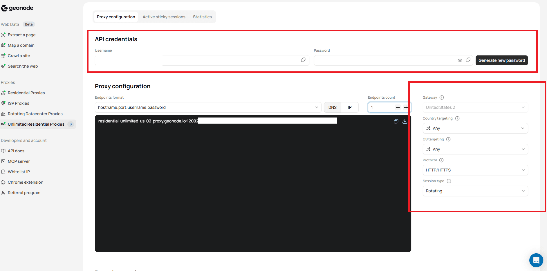 Unlimited Residential Proxy configuration