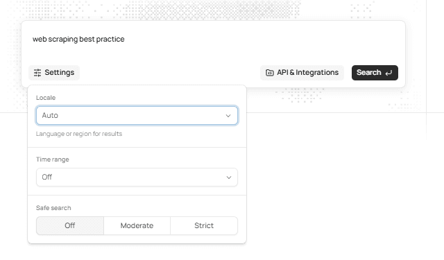Search settings