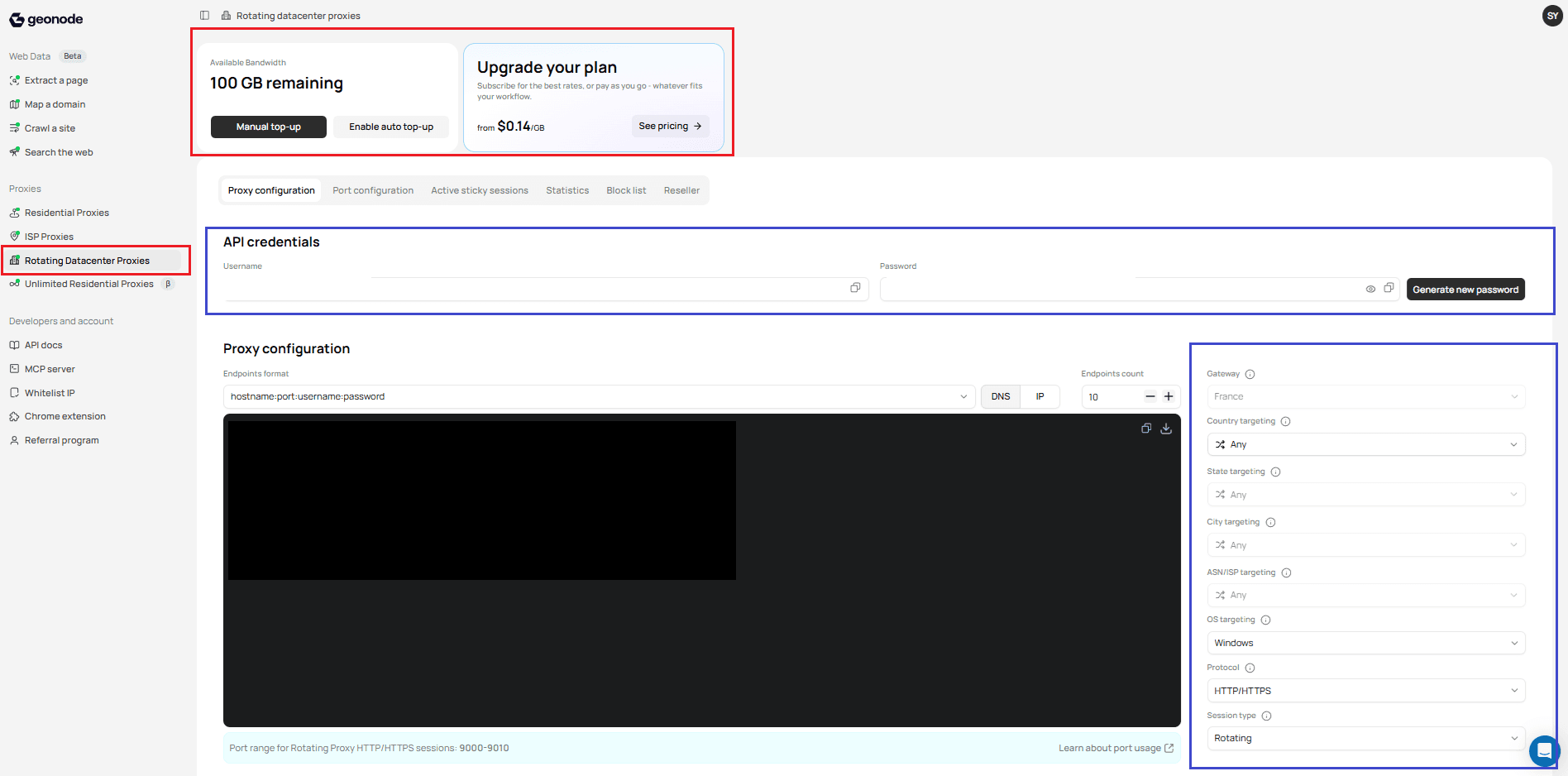 Rotating Datacenter Proxy configuration