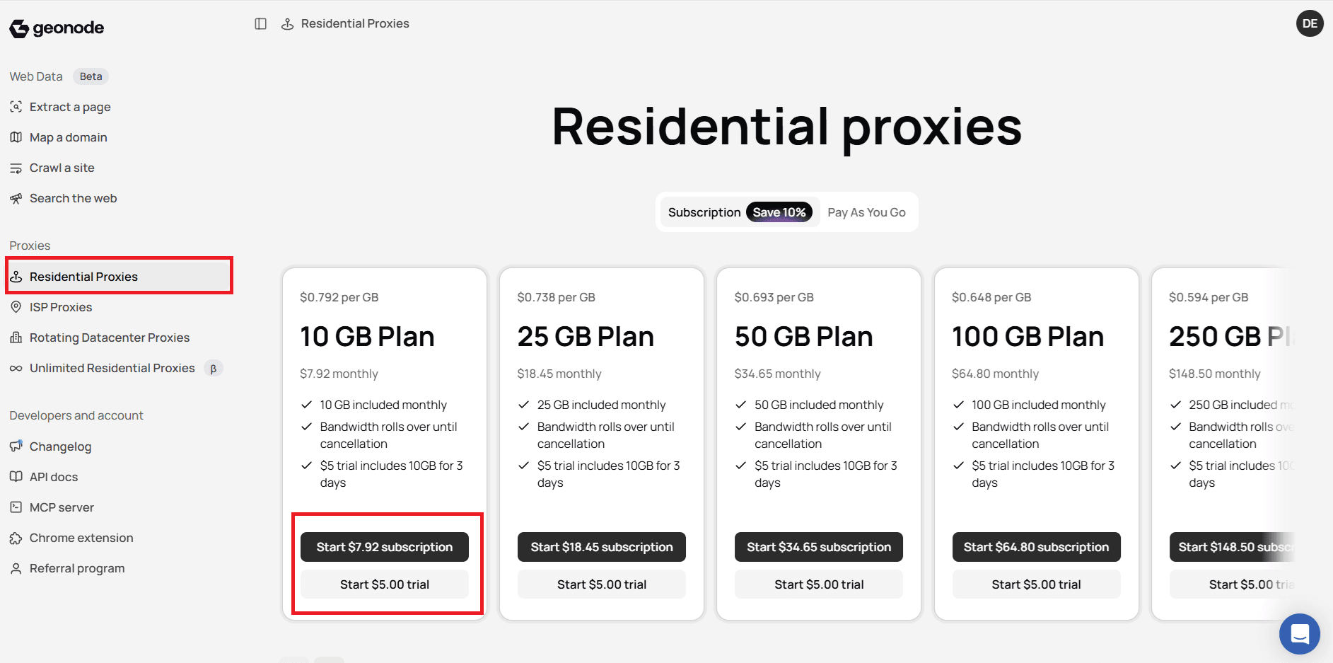 Open Residential Proxies in the Geonode dashboard