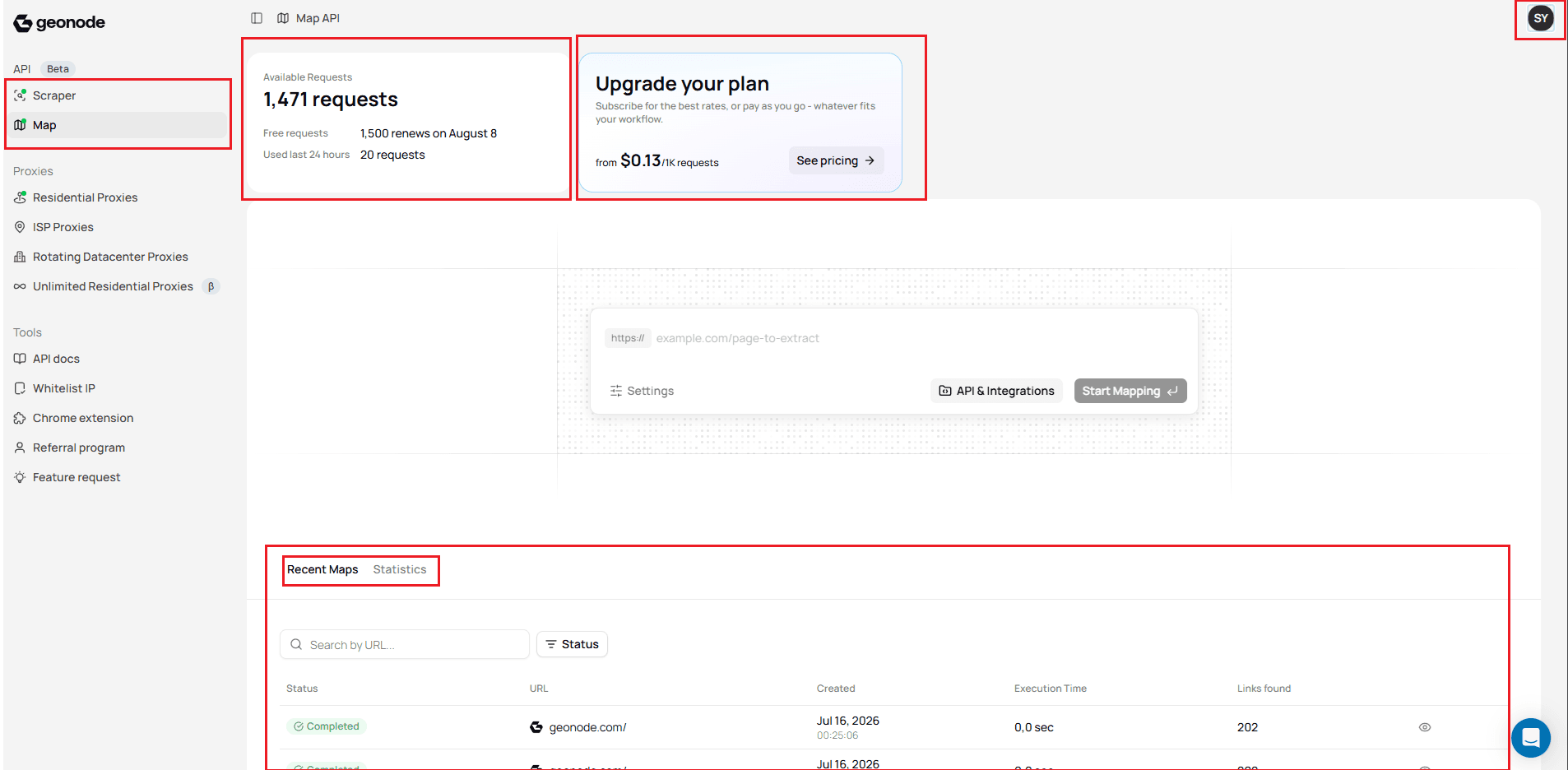 GeoNode Dashboard Overview