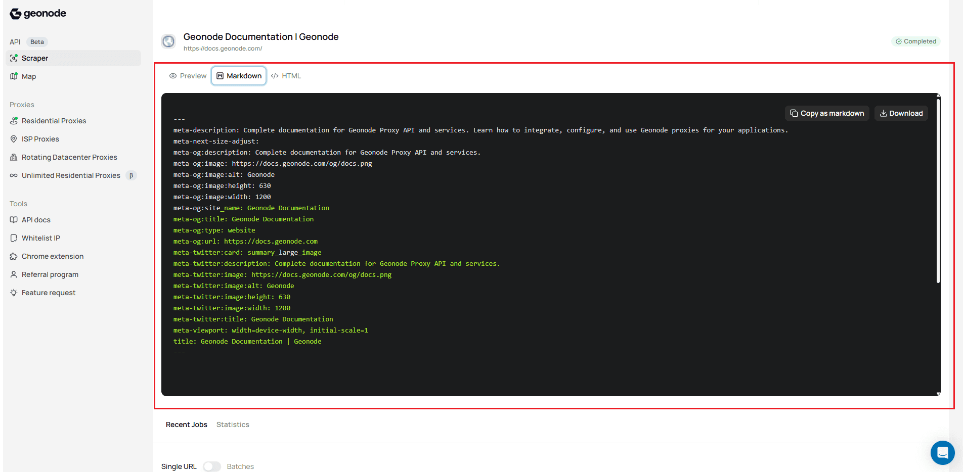 Markdown Output