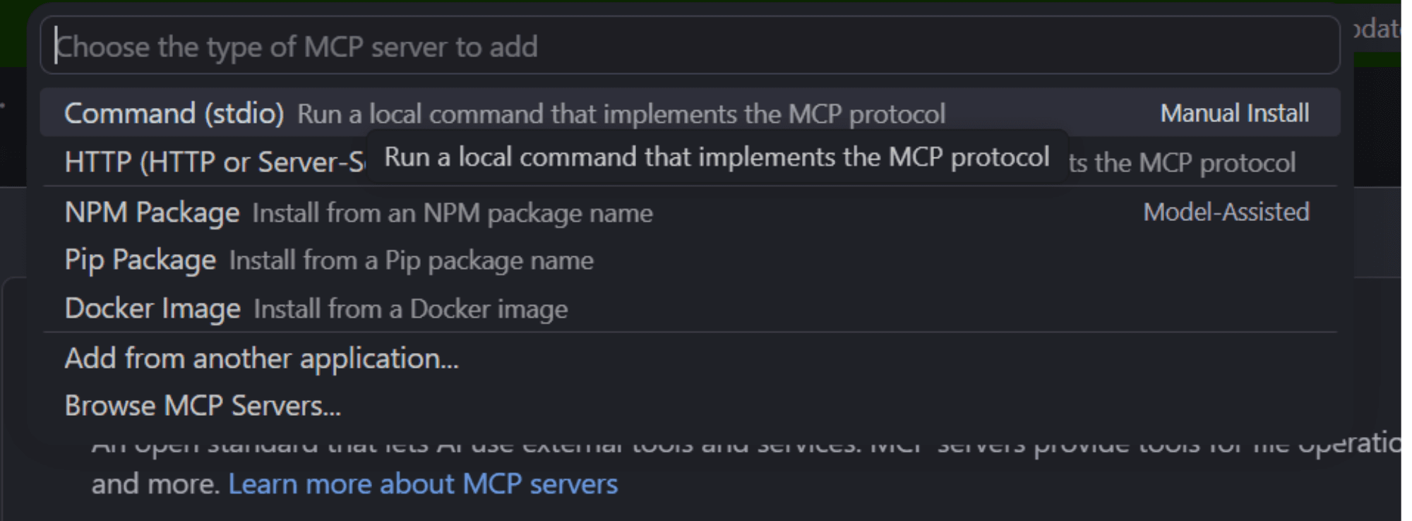 Select the HTTP MCP server type