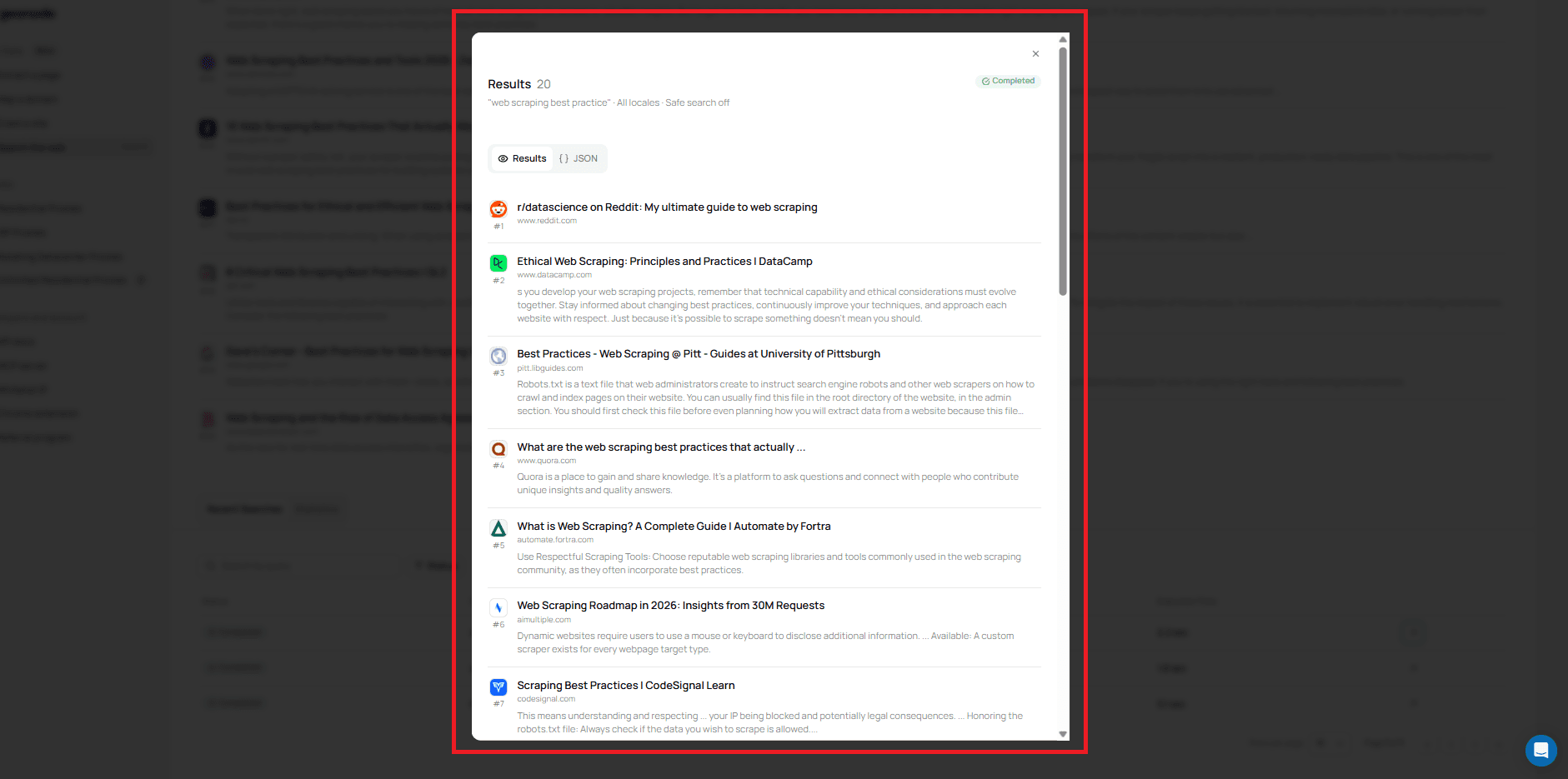 View search results