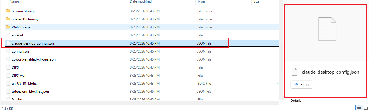 Claude Desktop config file