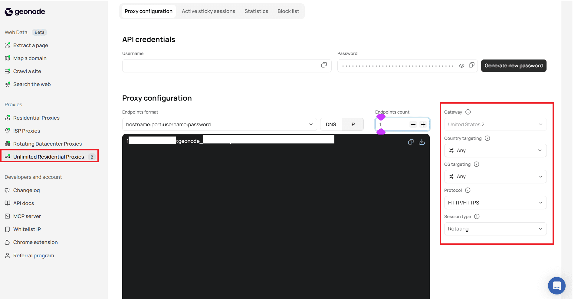 Unlimited Residential Proxies Proxy configuration