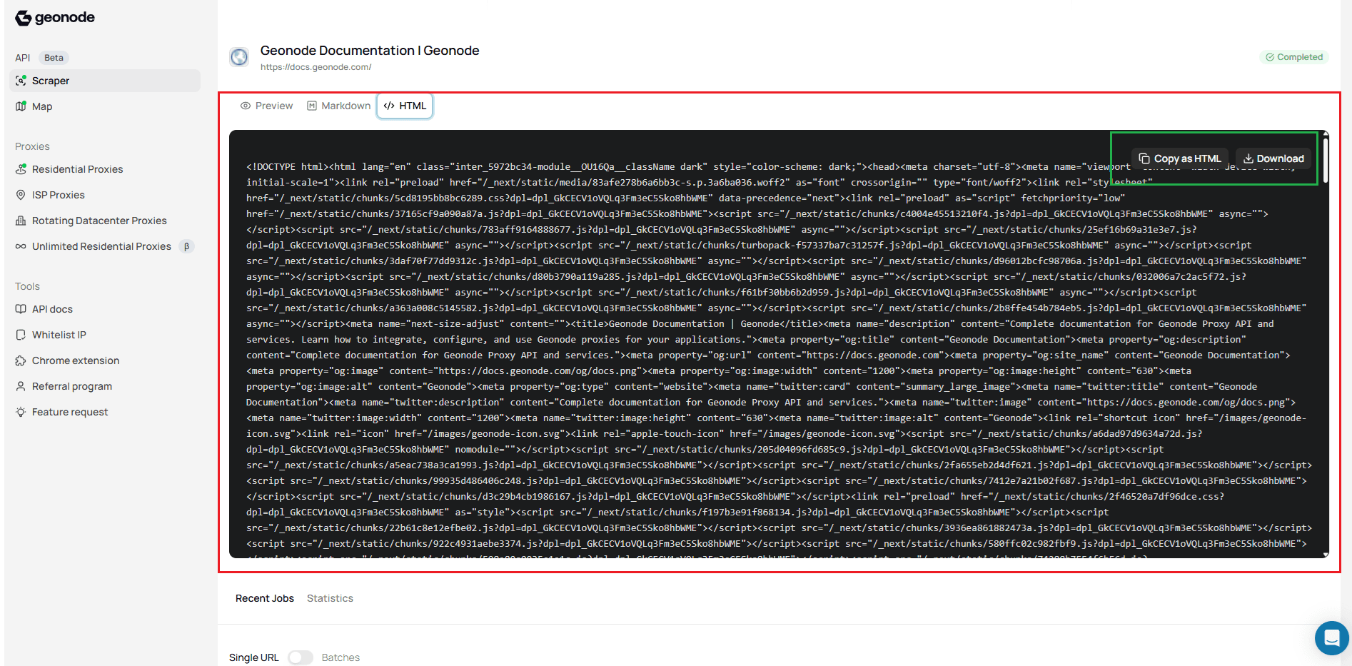 HTML Output