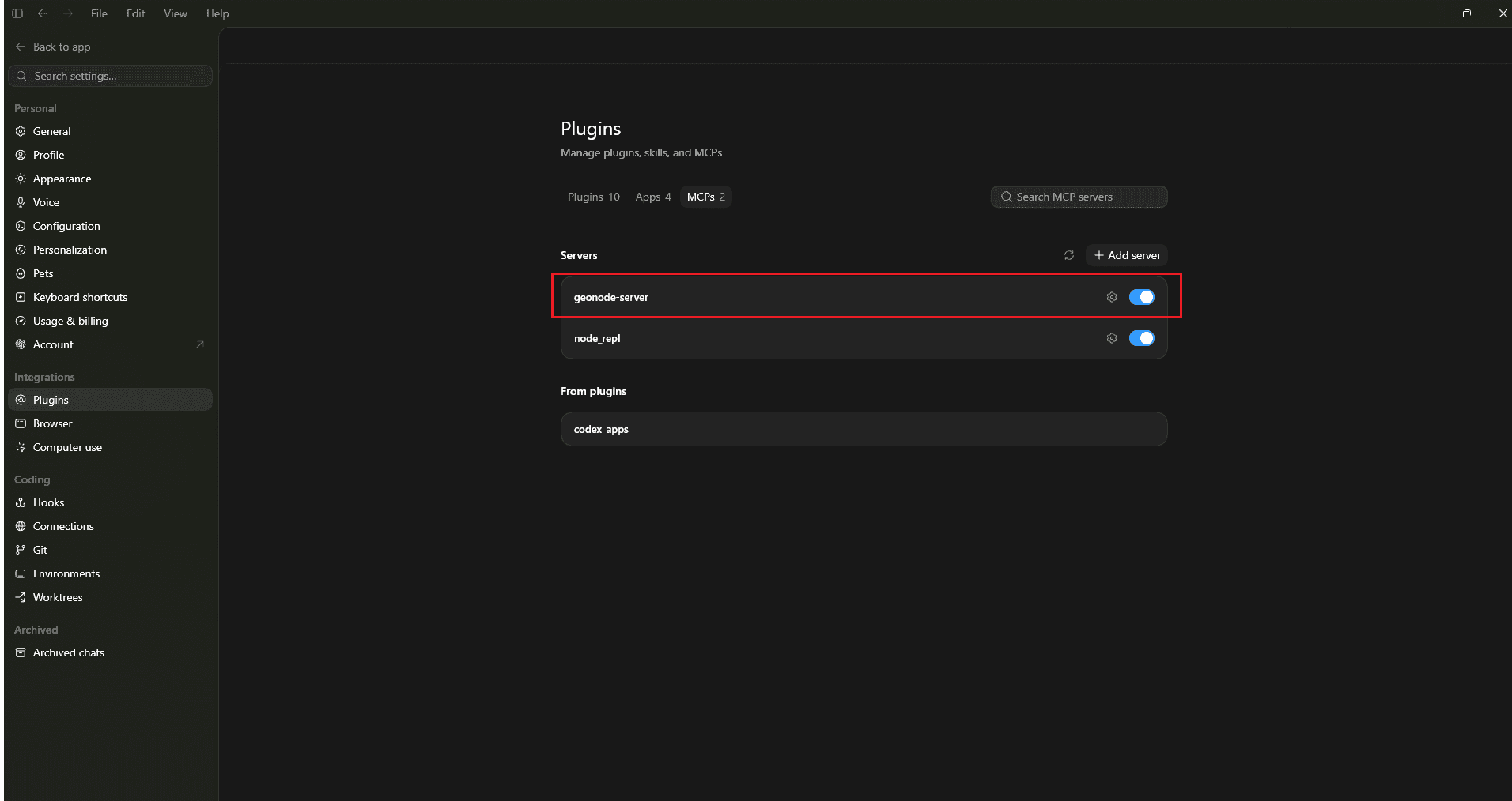 Verify the GeoNode MCP server