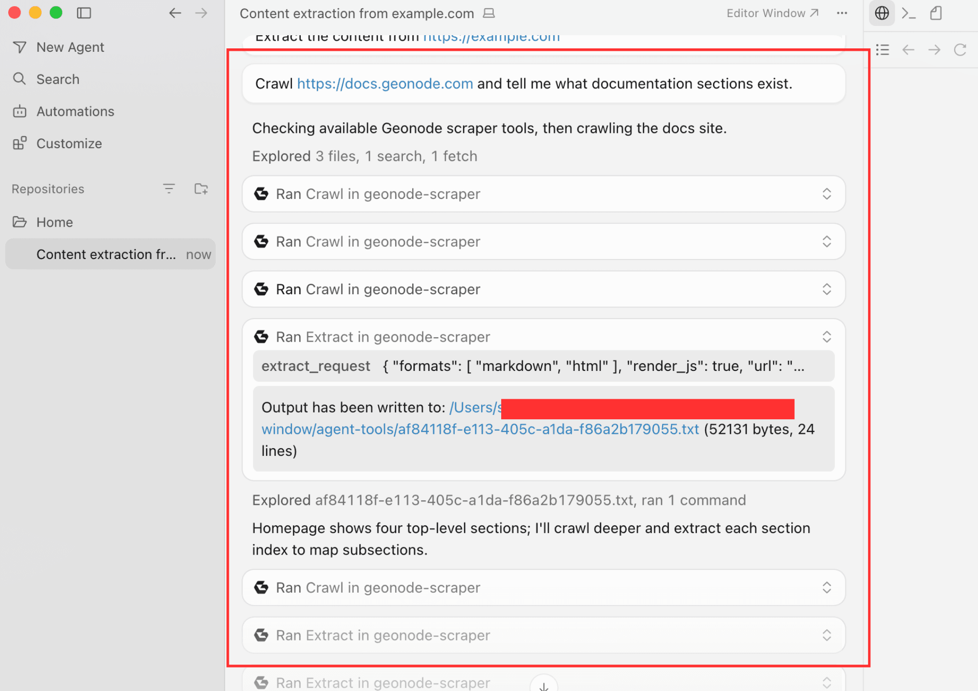 Ran Extract in geonode-scraper