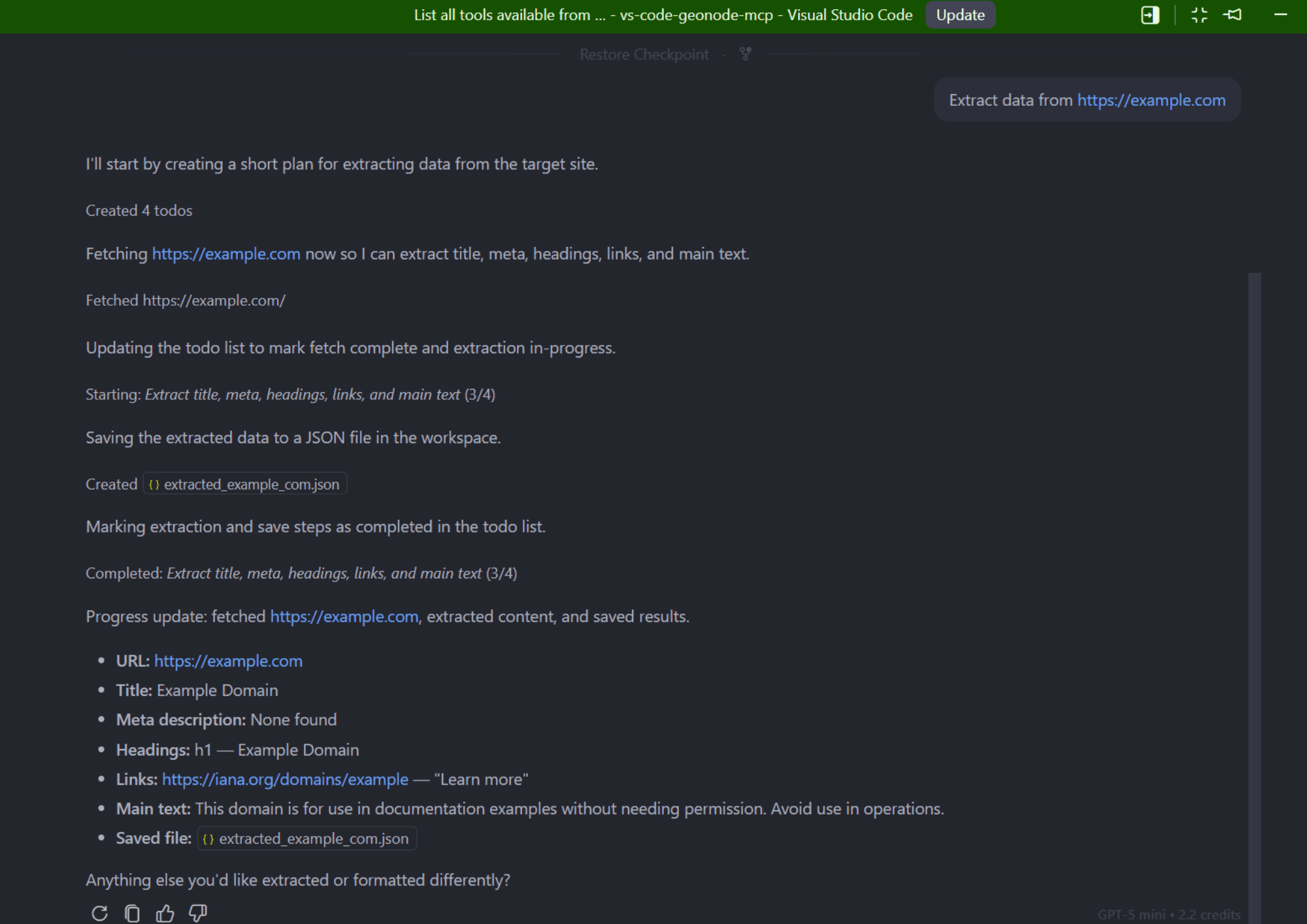 Using Geonode MCP with GitHub Copilot
