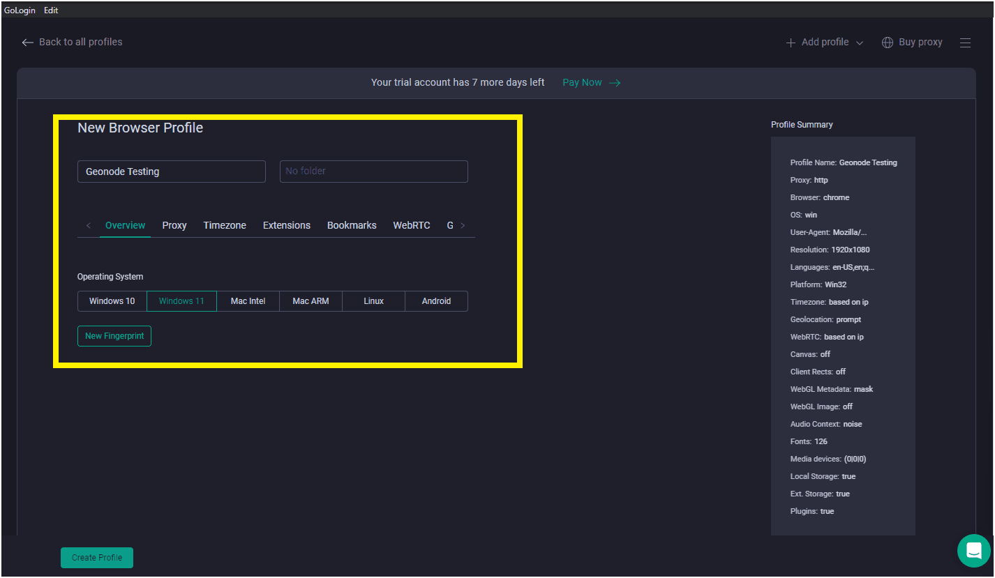 Add Profile Details