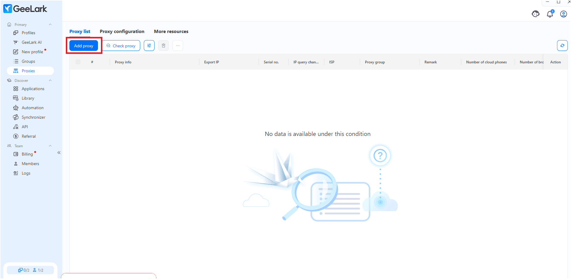 Add Proxy Section