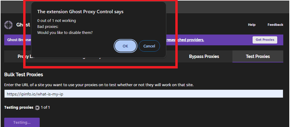 Connection Popup