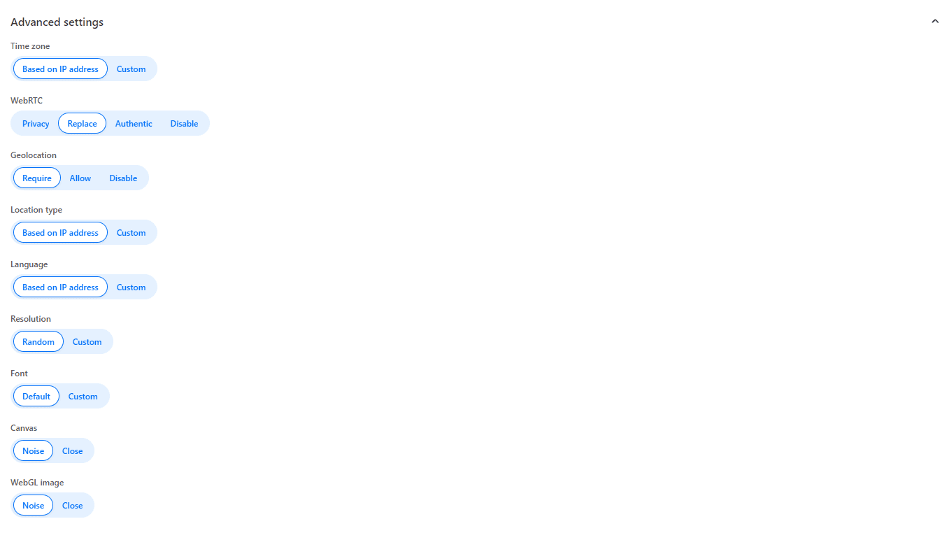 Advanced Settings Overview