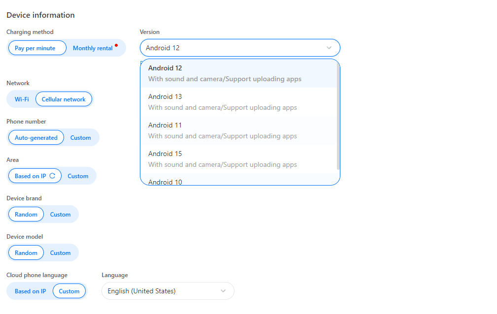 Full Device Settings