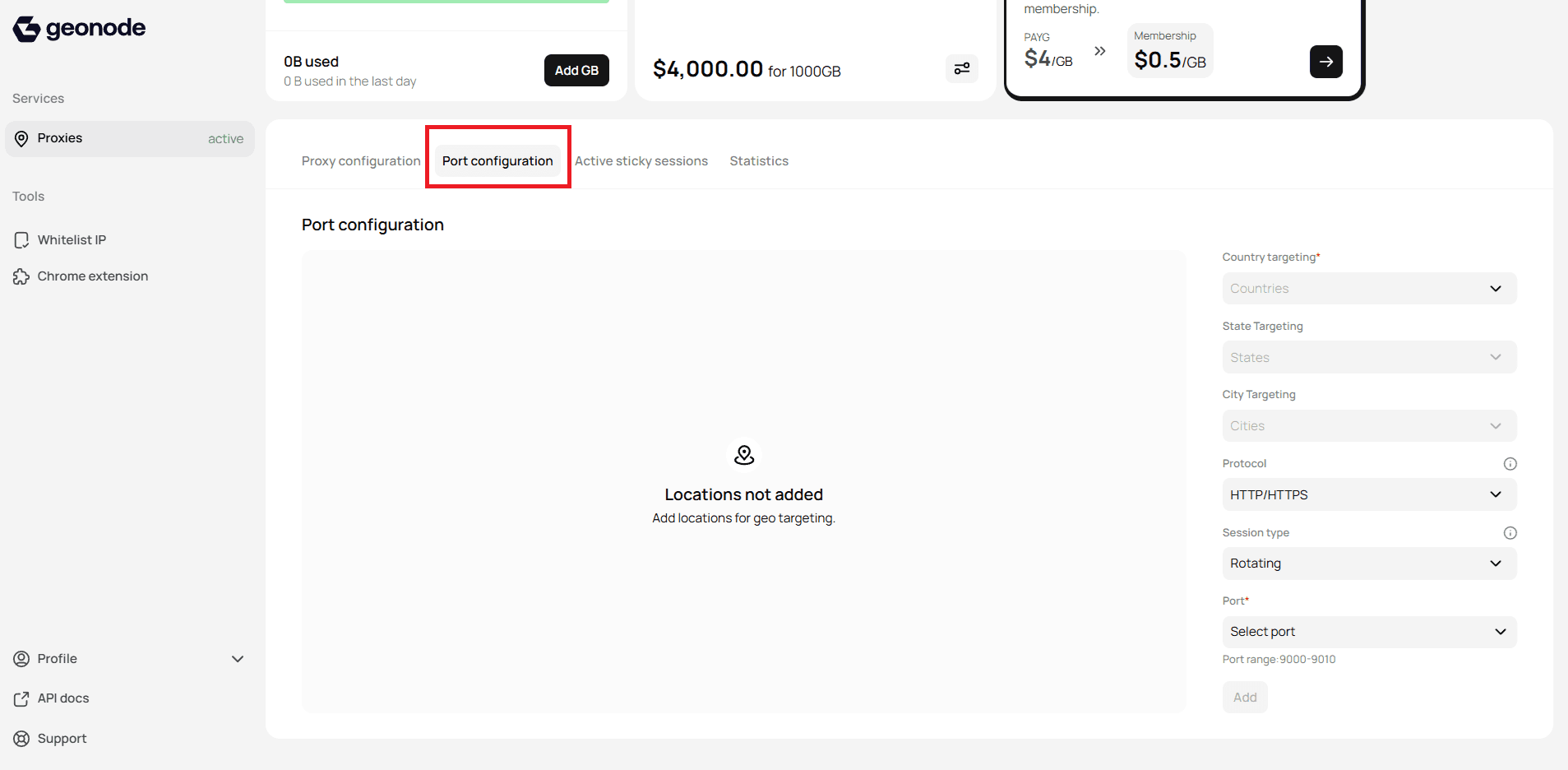Navigate to Port Configuration