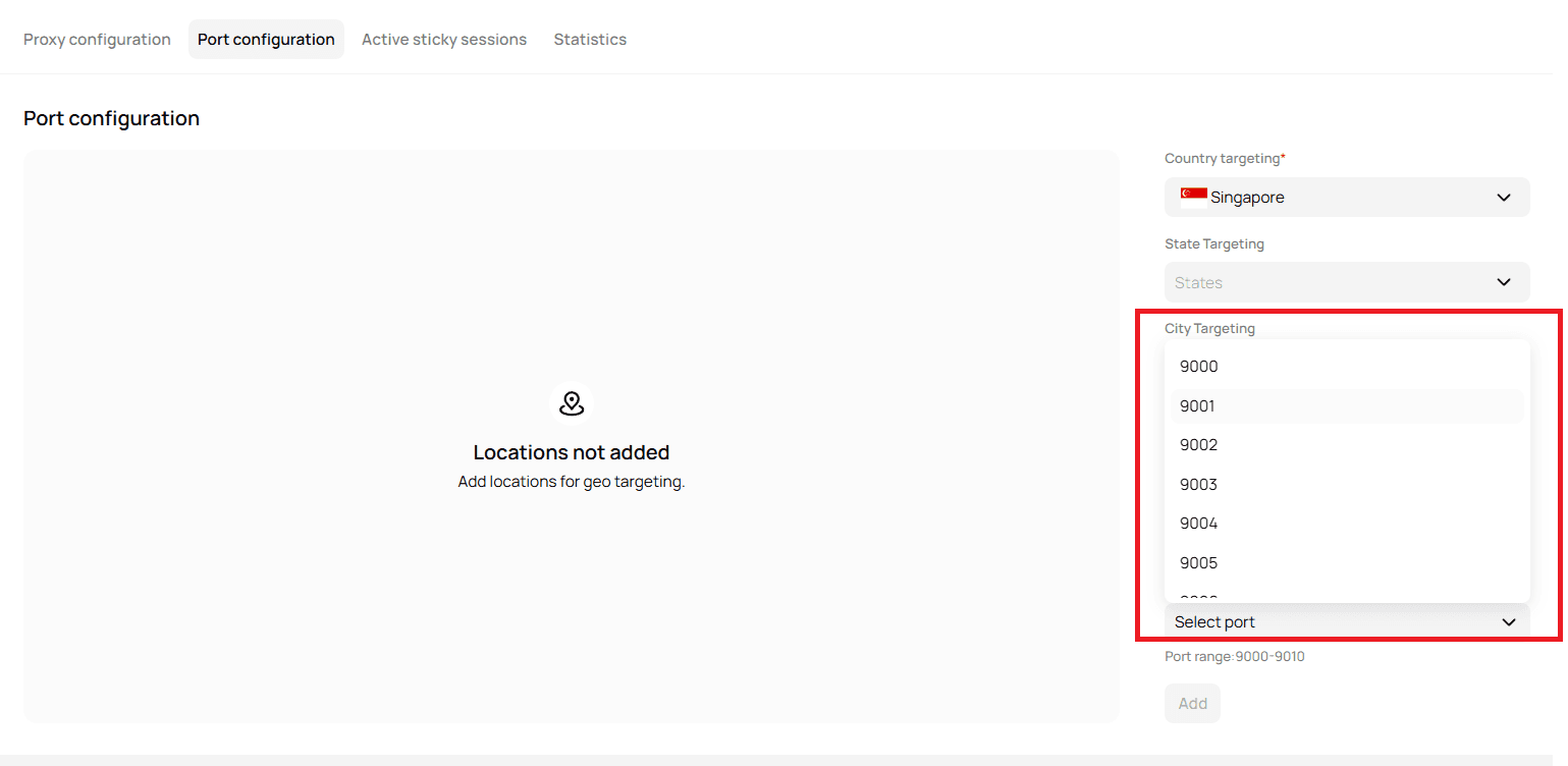 Port Selection (Required)