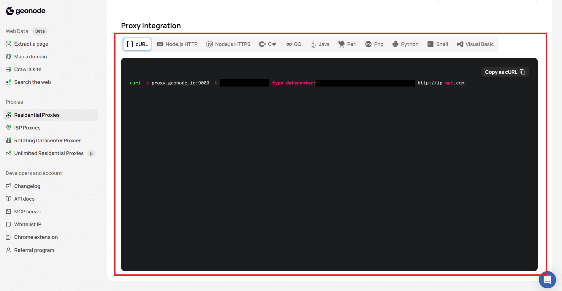 Proxy integration options and generated code