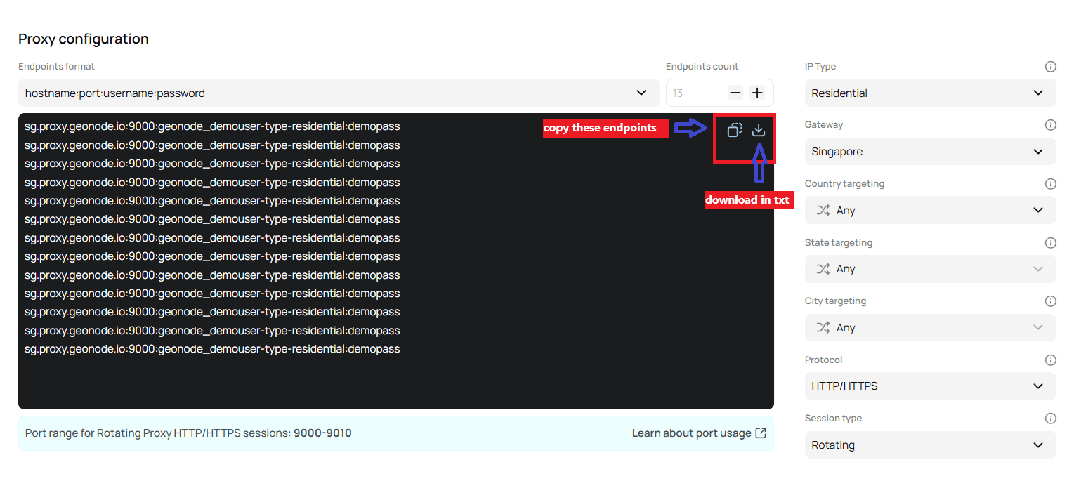 Select the Output format