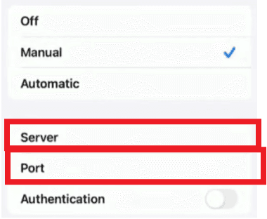 Enter Proxy Details