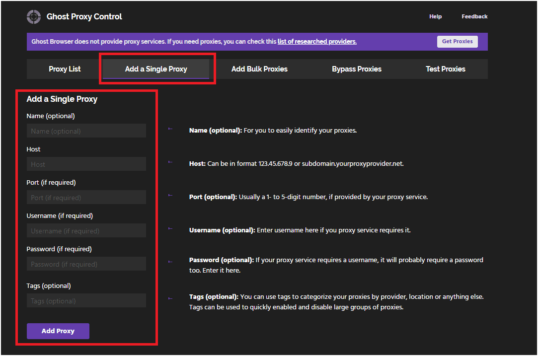 Single Proxy Window