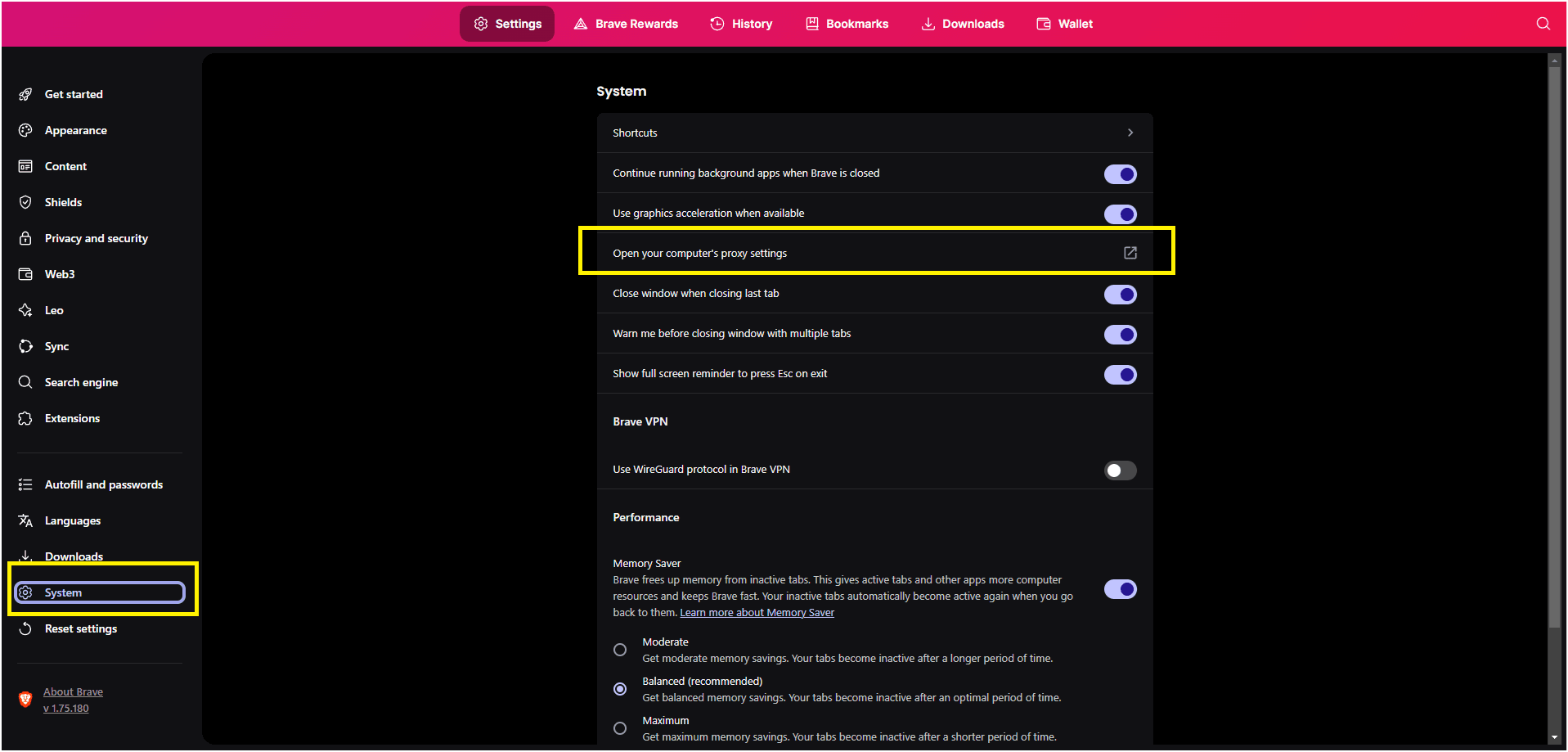 System Settings