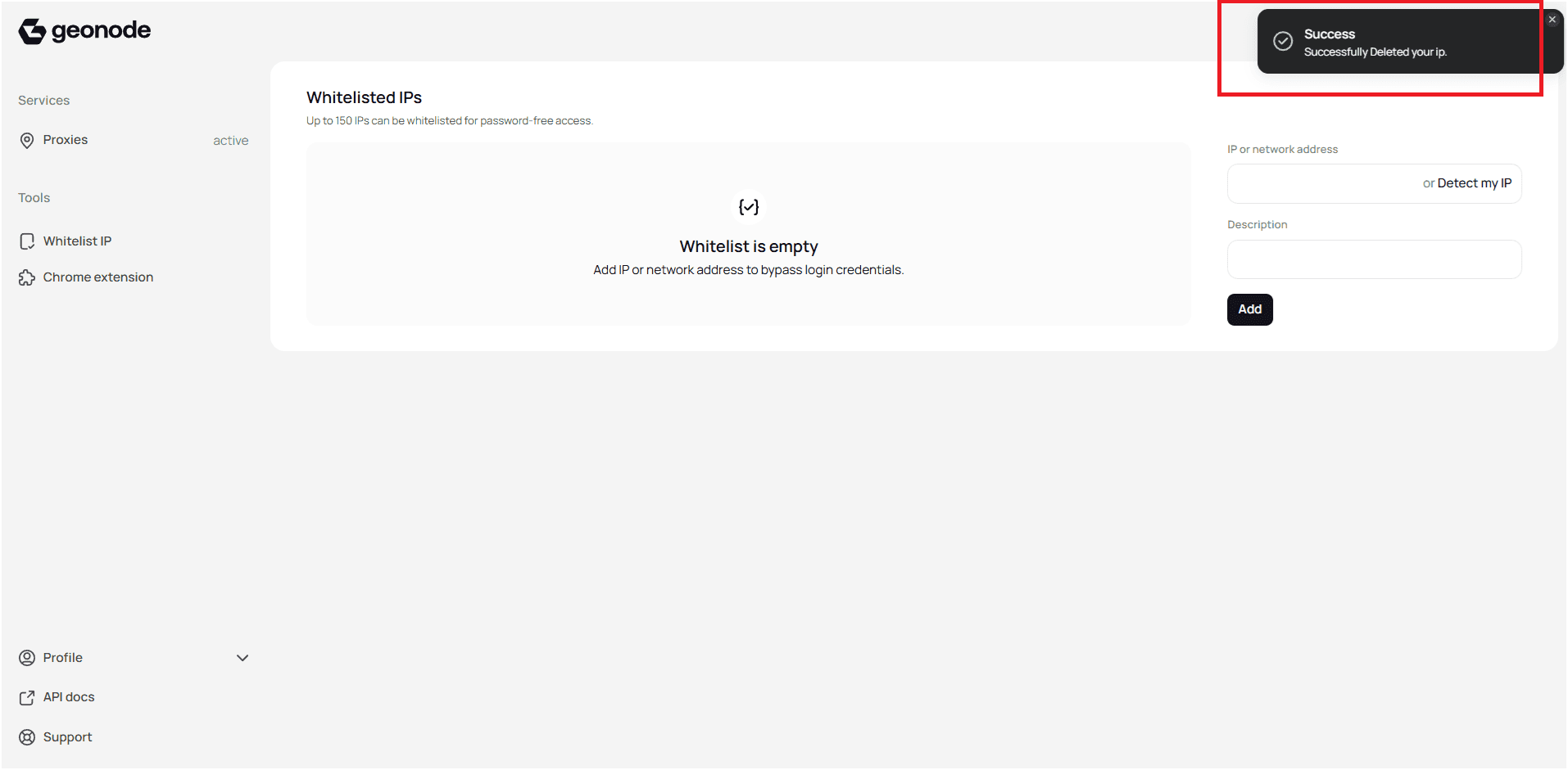 Verify Deletion