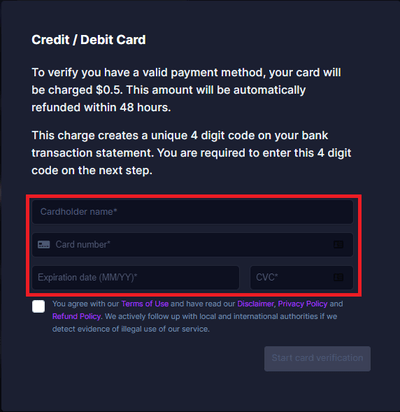 Credit Card Information