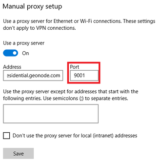 Windows Manual Proxy Setup Port