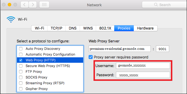 MacOS Web Proxy Credentials