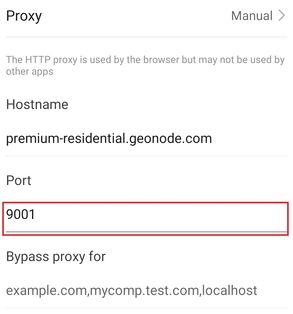 Android Proxy Settings Input Port Number