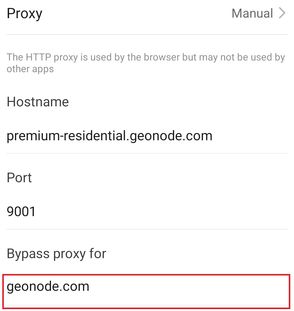 Android Proxy Settings Ignored Addresses