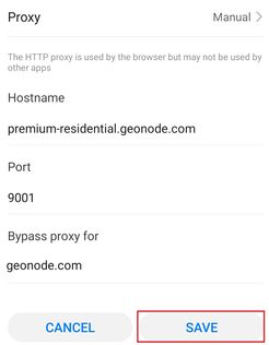Android Proxy Settings Save Action