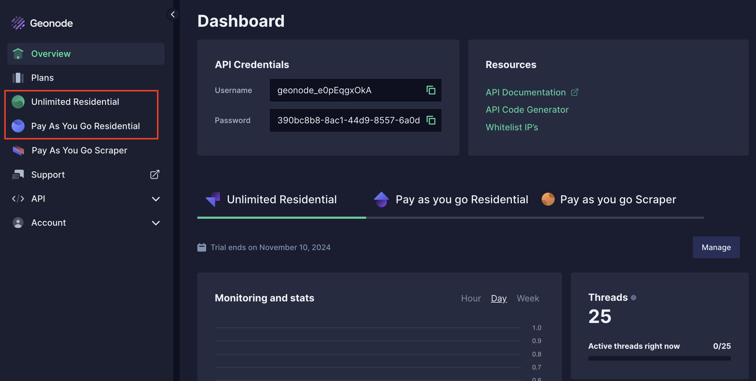 Dashboard Home Page