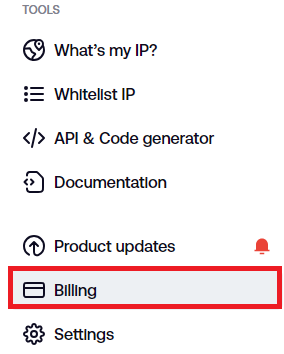 navigate to billing page